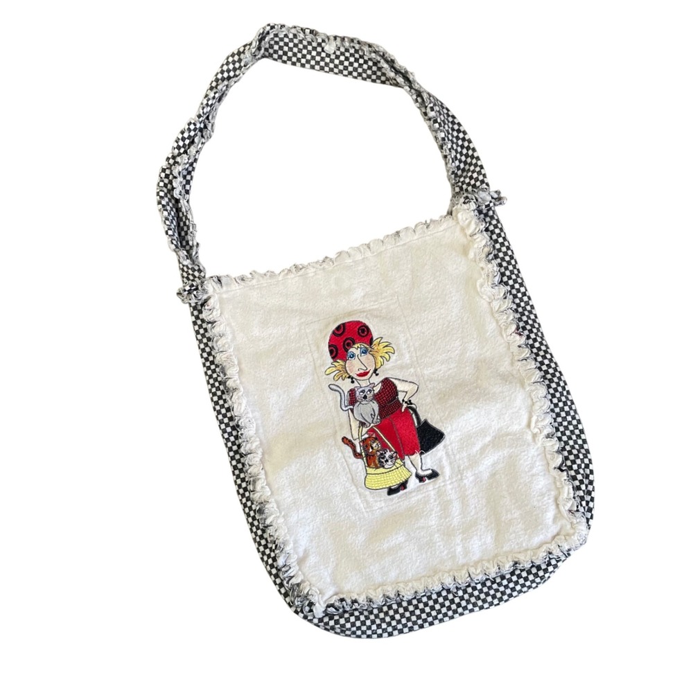 Handmade Kitty Cat Cotton Fabric Shoulder Tote Bag Granny Core Crazy‎ Lady Mom